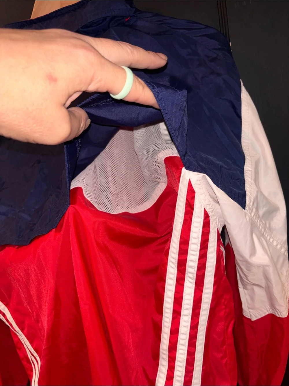 Vintage Adidas Originals Trefoil Windbreaker Jacket Hooded Red Blue XL